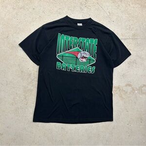 VTG Gildan Interstate Batteries Racing Baseball Graphic T-shirt Men’s L Black